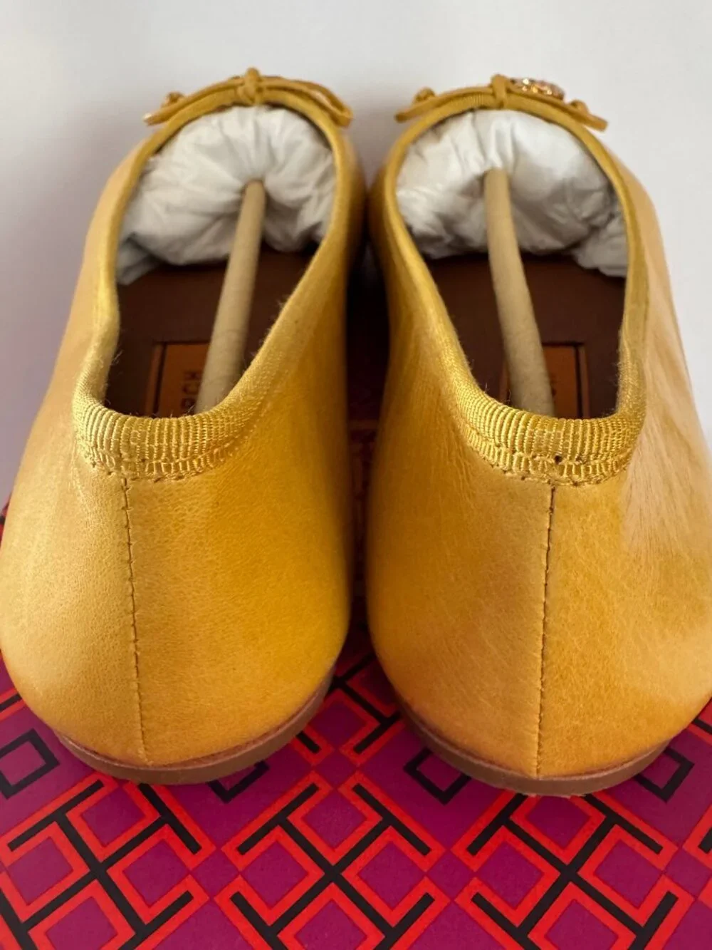 New Tory Burch Charm Ballet Flats, Goat Leather, Naples Yellow, Women's Size 9